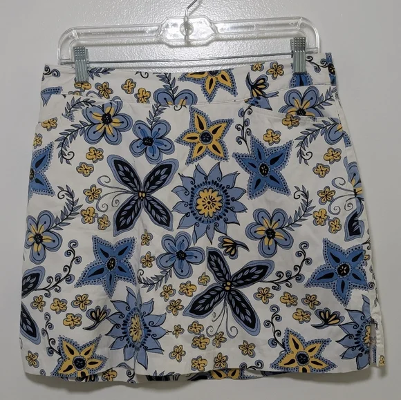 Lady Hagen Floral Golf Skort Size 8 Blue Yellow Athleisure Garden Girl - Picture 8 of 8